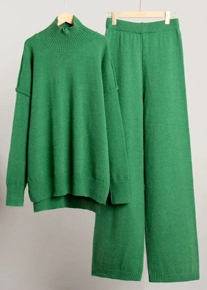 Bold Comfort - Oversized Knit Turtleneck and Pants Set