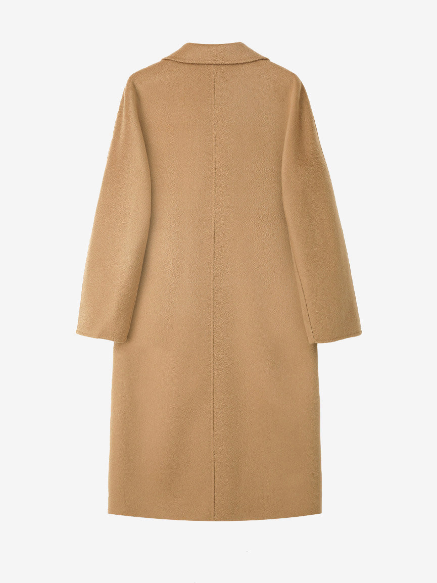 Wool Cashmere Blend Vintage A-line Coat With Classic Lapel And Belt For Women 2026