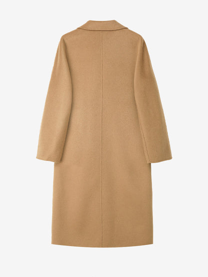 Wool Cashmere Blend Vintage A-line Coat With Classic Lapel And Belt For Women 2026