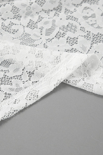 White Lace Sheer High Waist A-Line Skirt