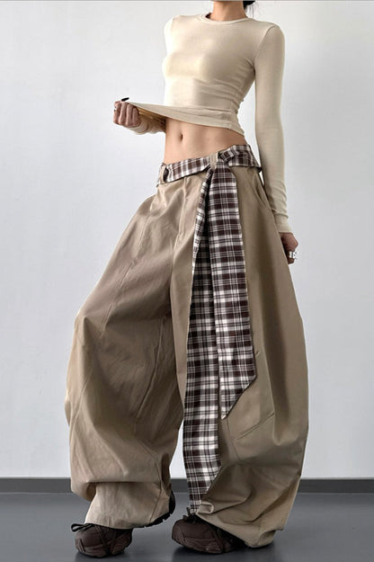 Vintage Layered Wide-Leg Palazzo Pants