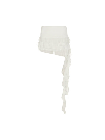 Resort Style Ruffle Irregular Mini Skirt