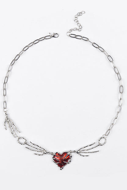 Halloween Punk Style Skull Heart-shaped Pendant Necklace