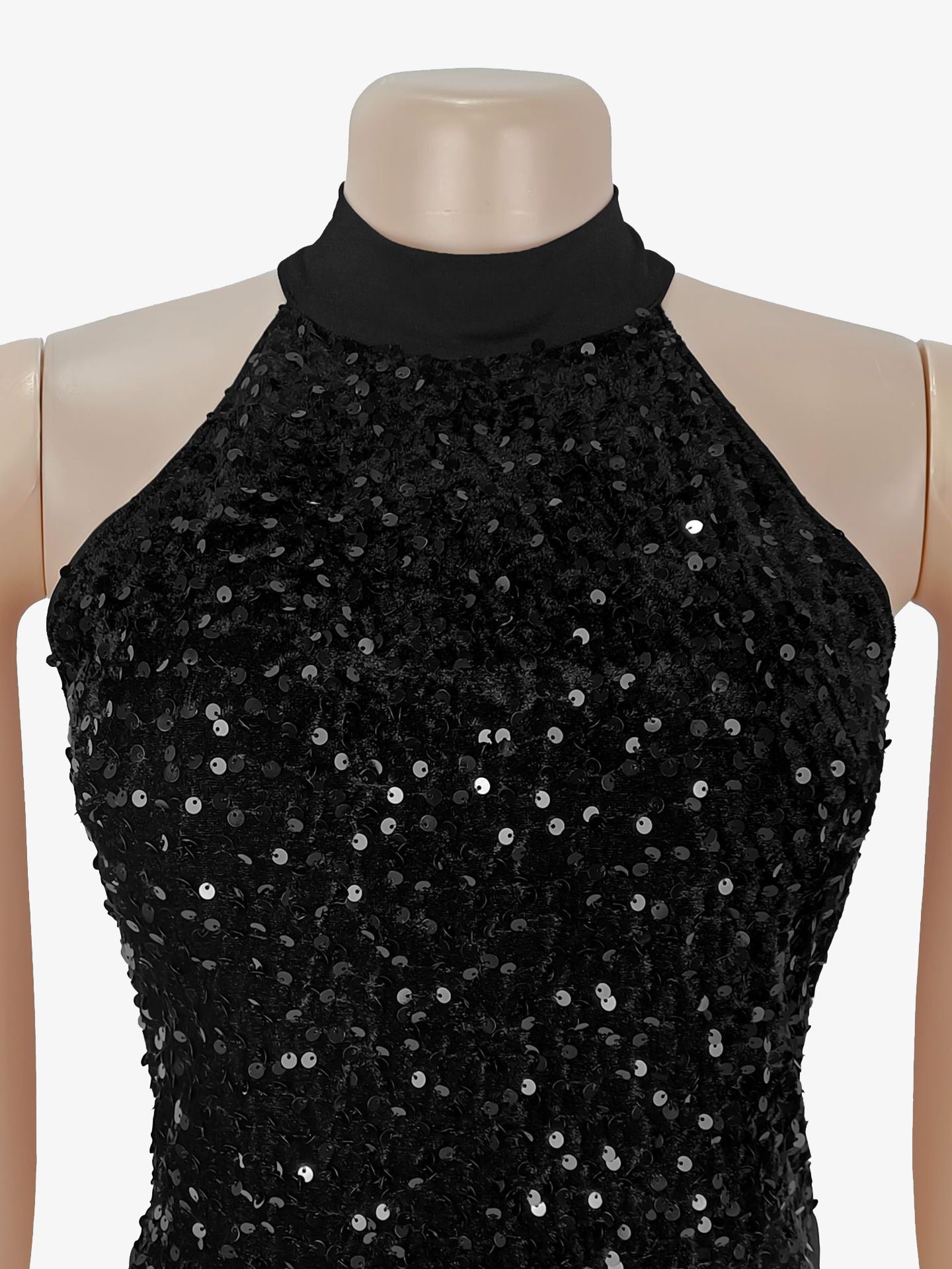 Sequin Halter Neck Ruched Waist High Slit Evening Long Dress For Women 2026