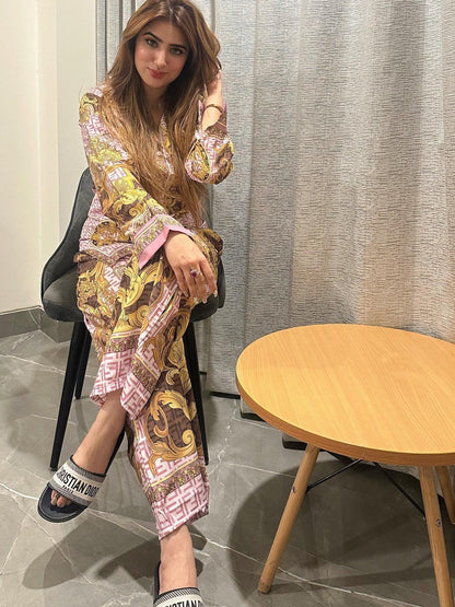 NF Floral Print Shirt & Pants Coord Set