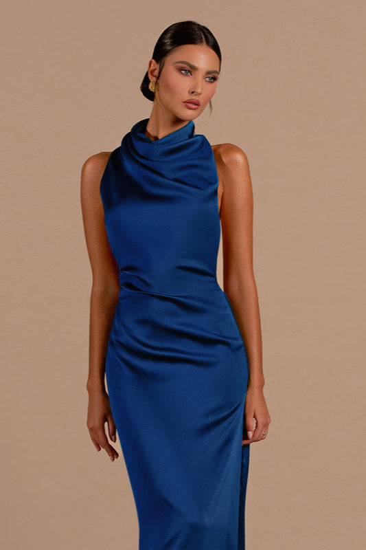 Sophisticated Halter Backless Fitted Maxi Dress