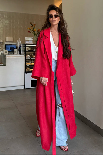 Long Sleeve Cotton Linen Shirt Coat