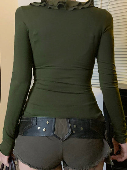 Green Vintage Mesh Long Sleeve Tee