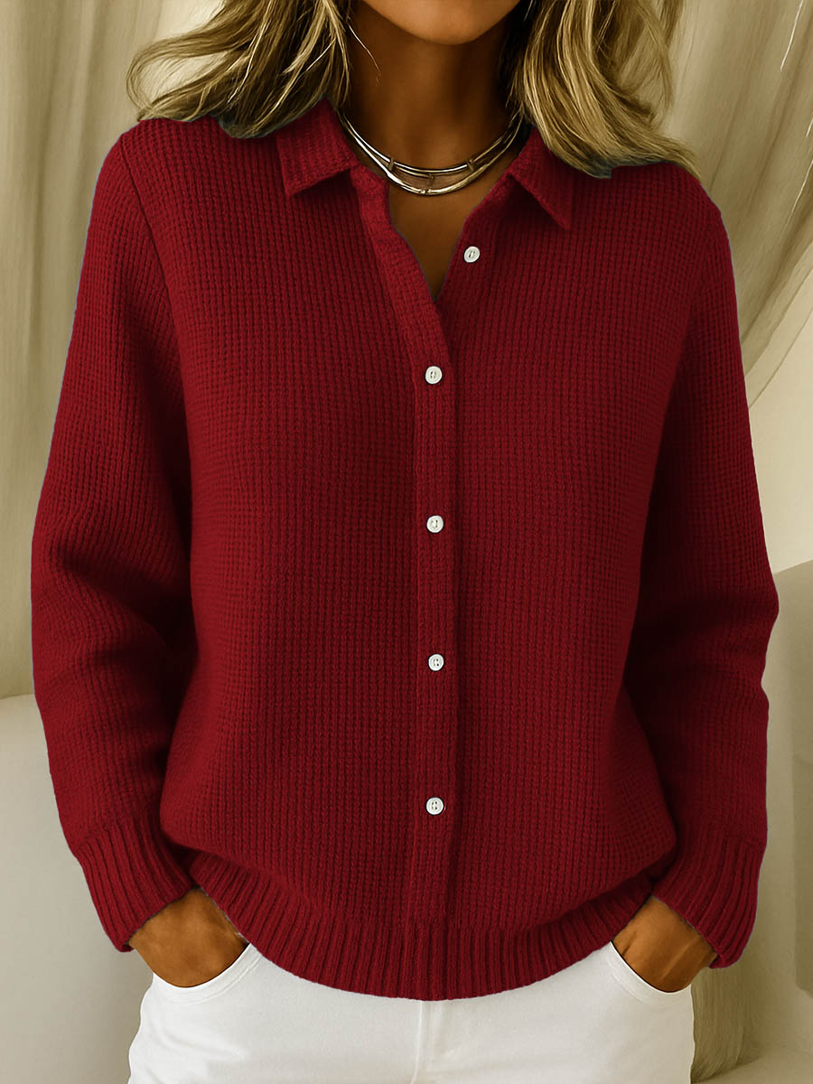 The Elena — Ribbed Knit Button-Down Cardigan