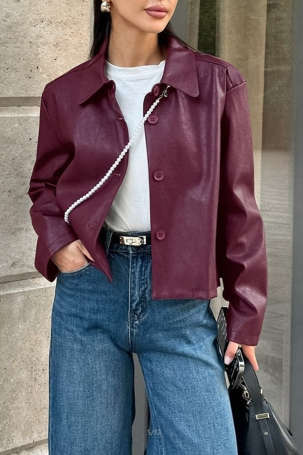 Vintage Loose Fit PU Leather Jacket