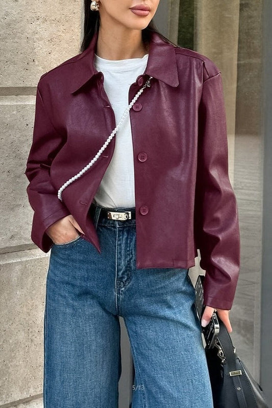 Vintage Loose Fit PU Leather Jacket