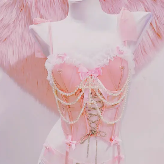 Bowknot beaded lace up v neck cami top