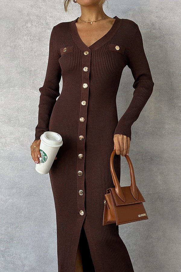 CHOCOLATE KNIT MIDI DRESS