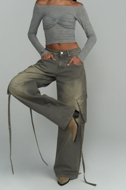 Vintage Patch Pocket Wide Leg Jean