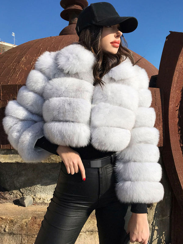 Plush Faux Fur Coat Turndown Collar Winter Short Jacket For Women 2026