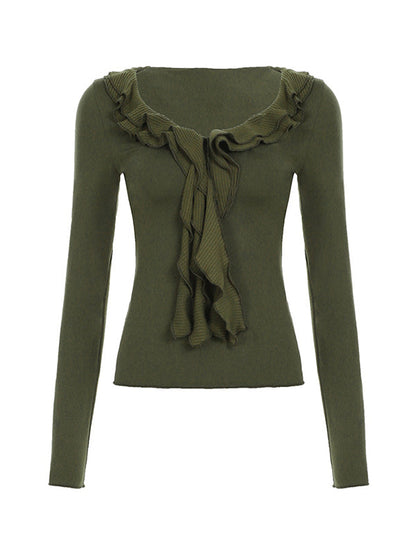 Green Vintage Mesh Long Sleeve Tee