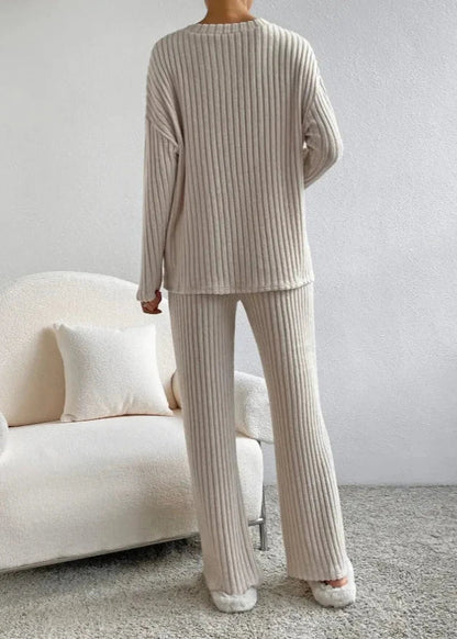Luxe Ribbed V-Neck Loungewear Set