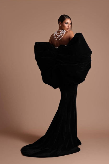Crystal-Floral Luxury Black-White Bodycon Strapless Party Dress