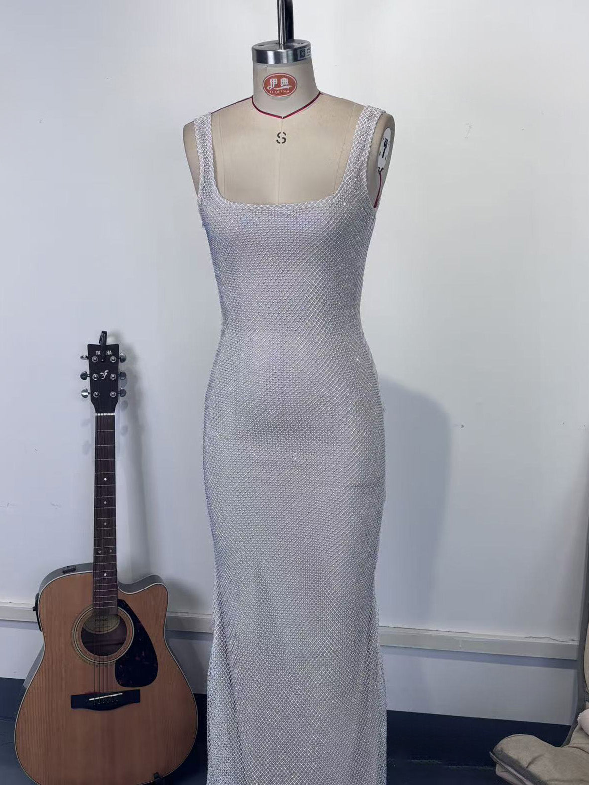 Glamorous Sparkle Square Neck Bodycon Mermaid Maxi Dress For Women 2026