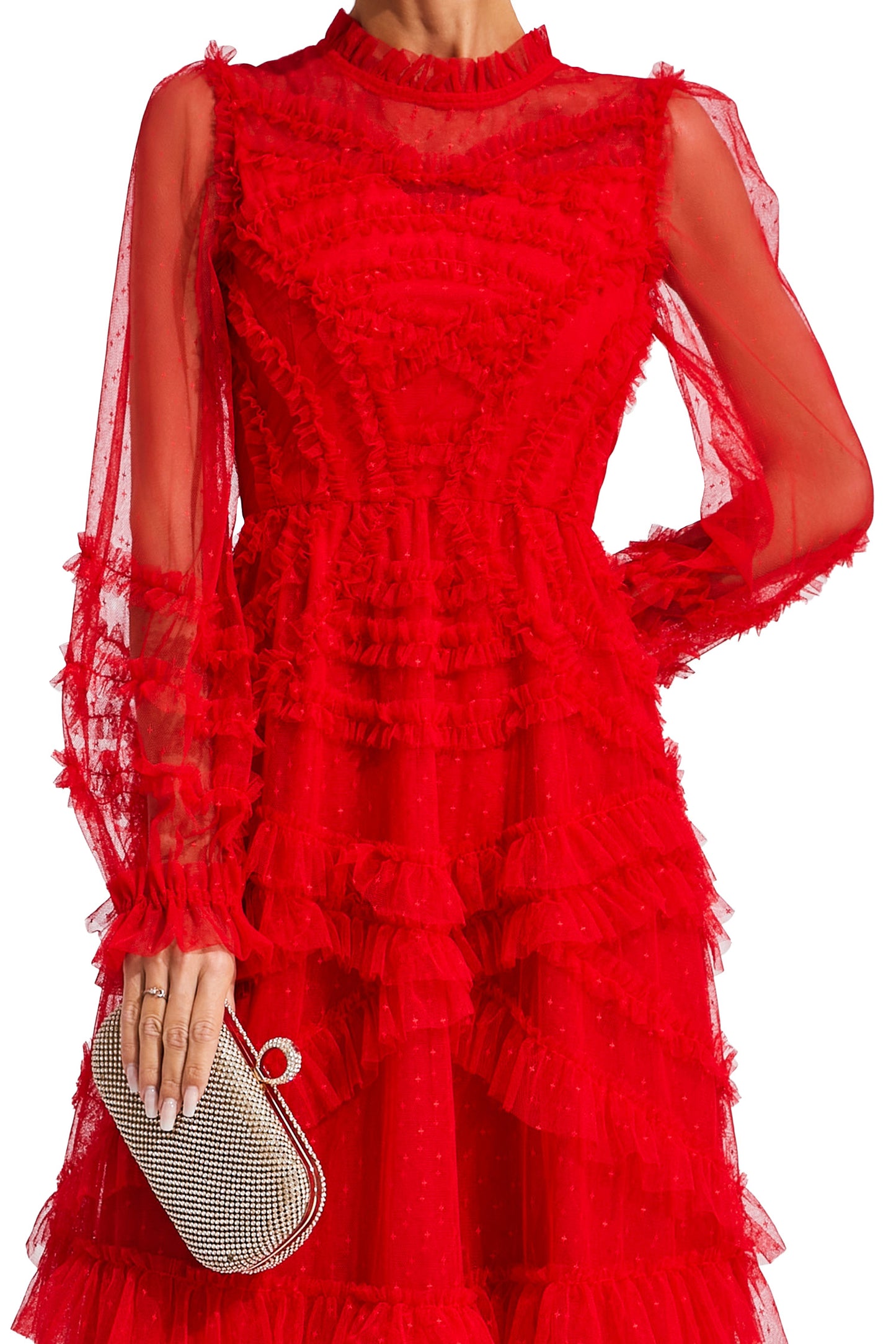 Saroyan Red Floral Long Sleeve Dress