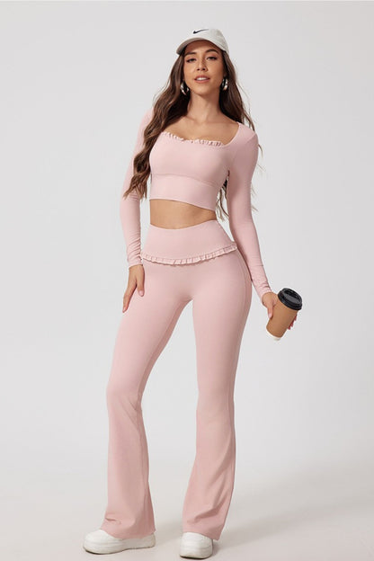 Lace Detail High-Rise Booty Sculpting Yoga Leggings
