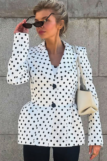 Chic Polka Dot Cropped Jacket