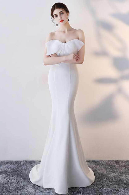 Bow Strapless Mermaid Maxi Party Dress