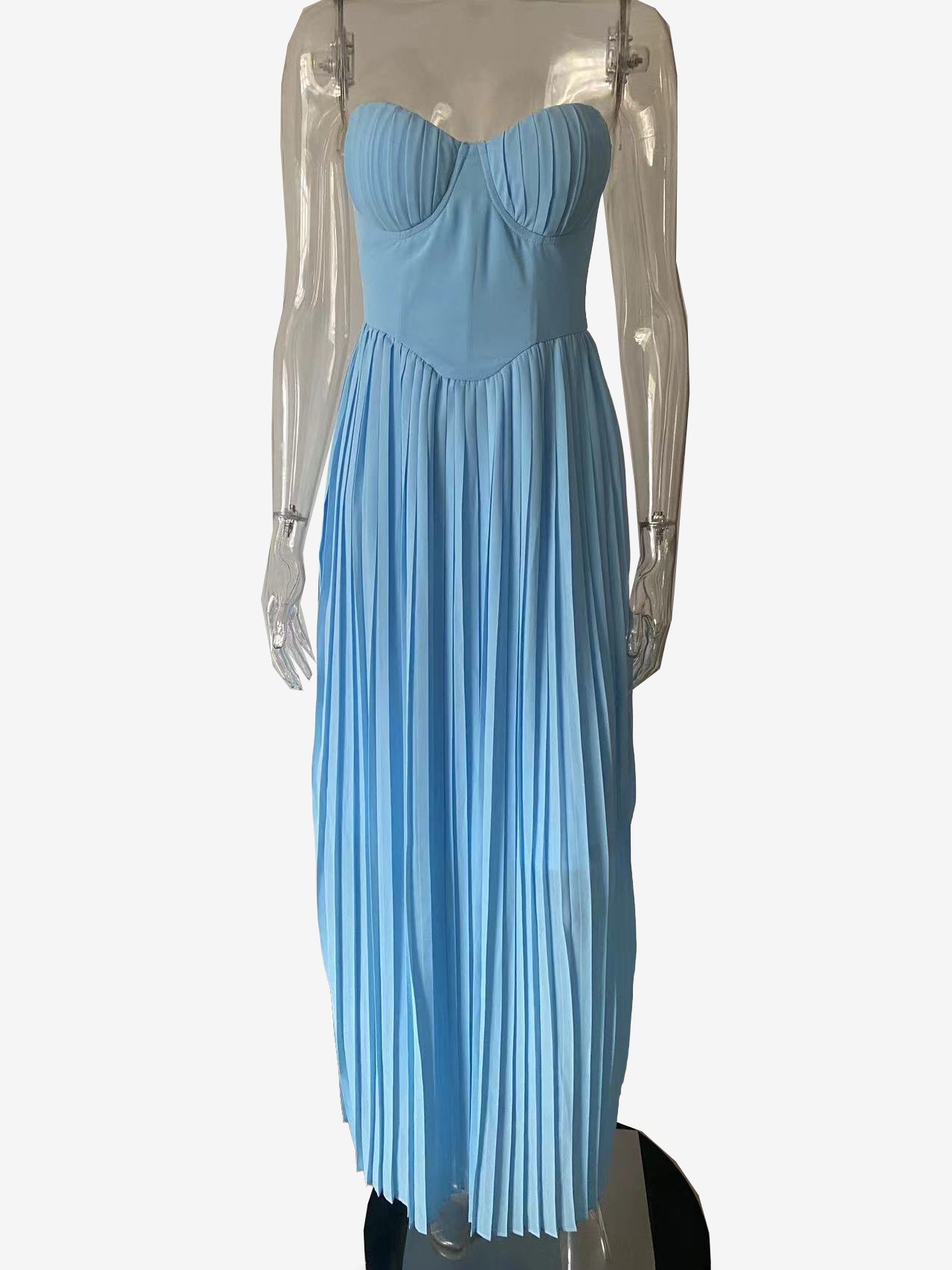 Pleated Corset Bustier Bodice Sleeveless Maxi Party Dress For Women 2026