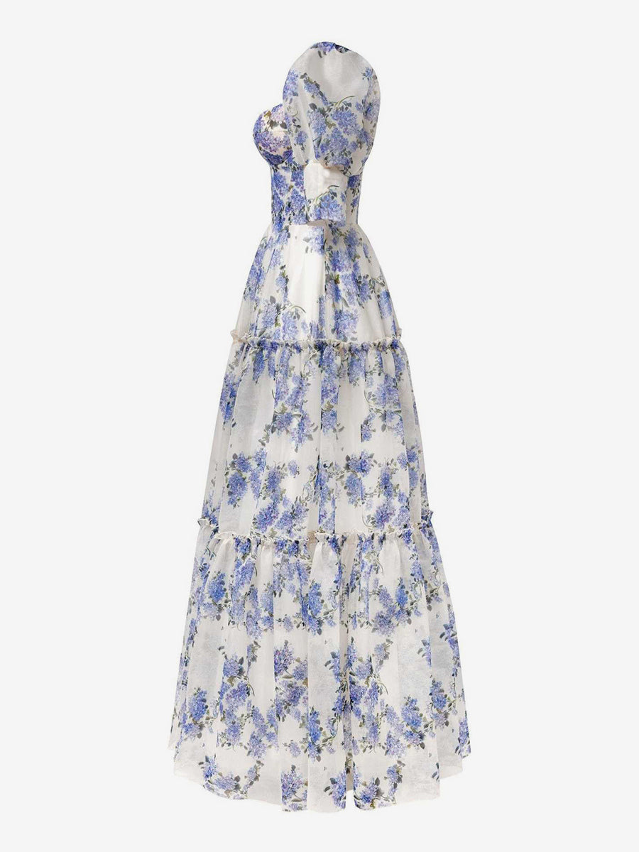Party Dress Floral Off The Shoulder Tiered A-Line Elegant Prom Maxi Folklore Dresses