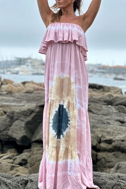 Ruffled Handmade Batik Maxi Dress