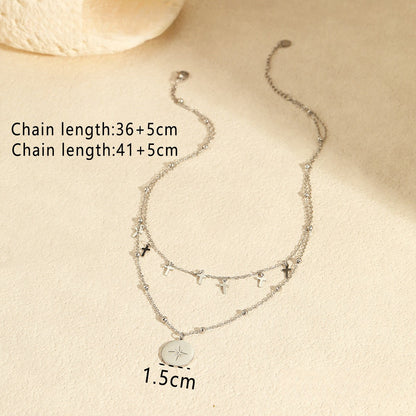 Vintage Double Strand Cross Pendant Necklace