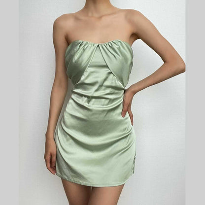 Strapless Tube Ruched Bust Bandeau Bodycon Mini Dress