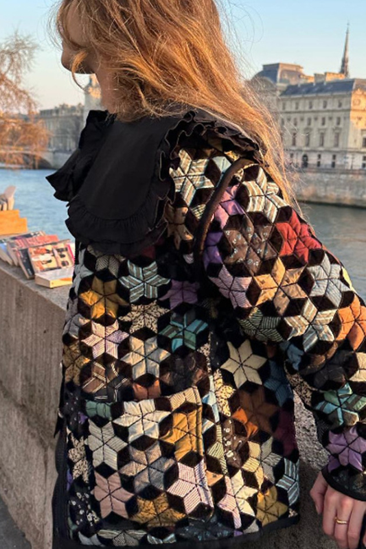 Loose Five-pointed Star Print Cotton Jacket