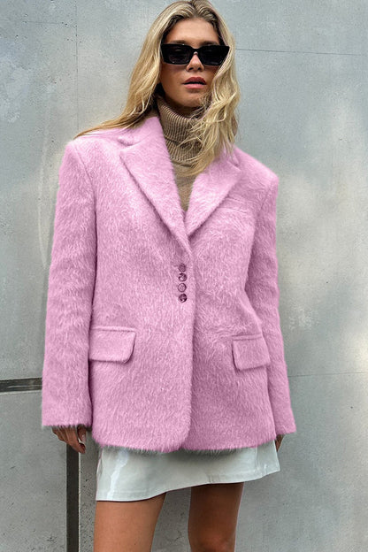 Long Sleeve Faux Fur Blazer