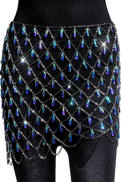 Sexy Hollow Colorful Sparkling Crystal Skirt