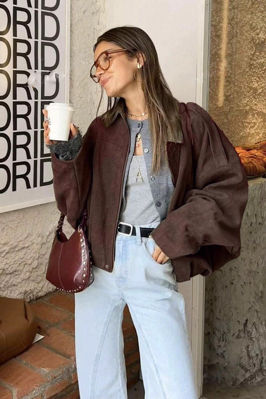 Batwing Sleeve Bomber Jacket