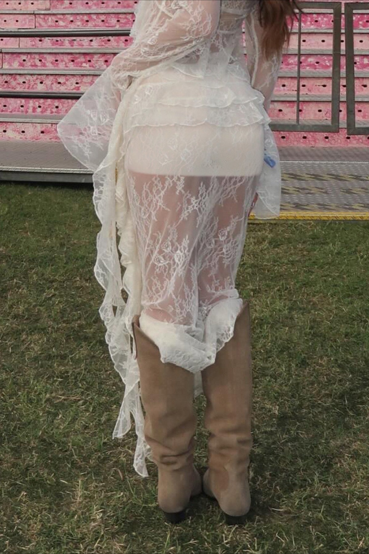 Ruffled Lace Asymmetrical Skirt