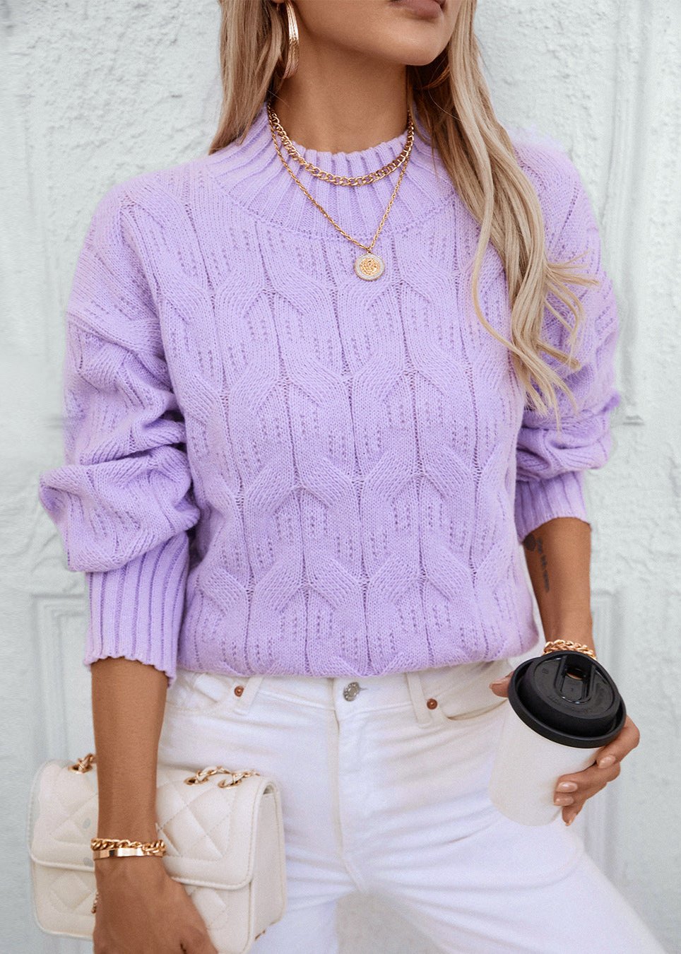 Cozy Textured Mock Neck Pullover