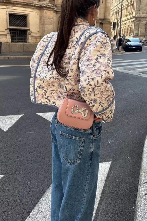 Stand Collar Reversible Quilted Cropped Jacket