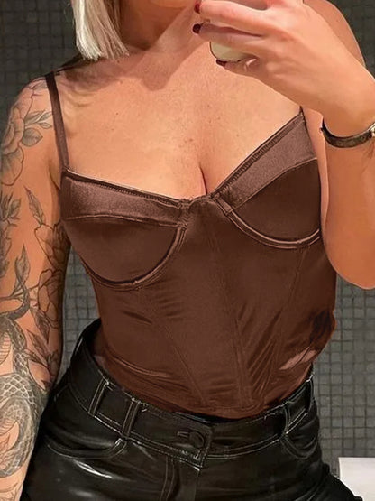 Solid Irregular Hem Corset Top