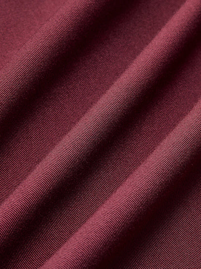 Vintage Lapel Zipper Burgundy Jacket