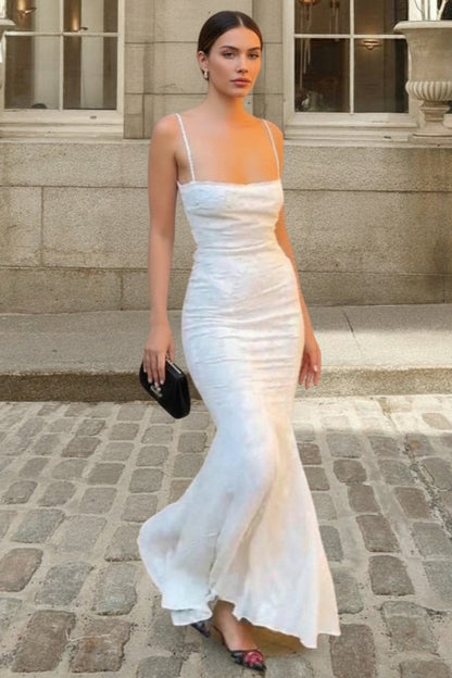 Backless Tie Cami Mermaid Lace Dress