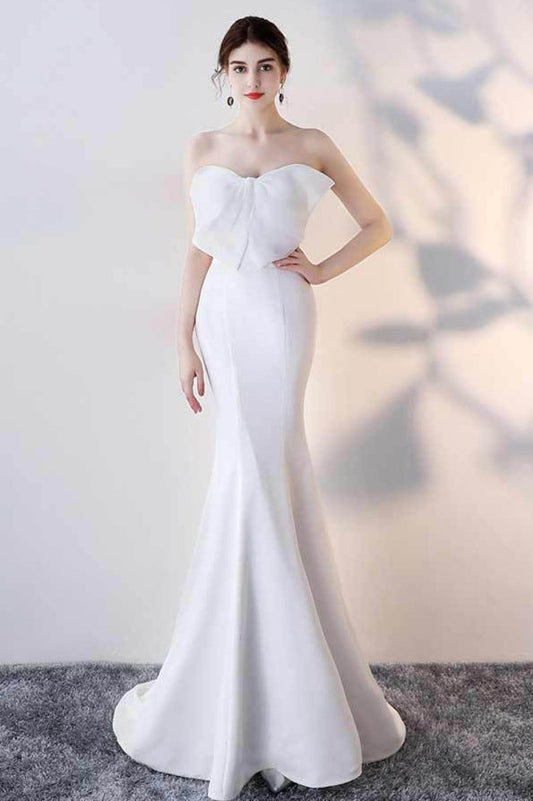 Bow Strapless Mermaid Maxi Party Dress
