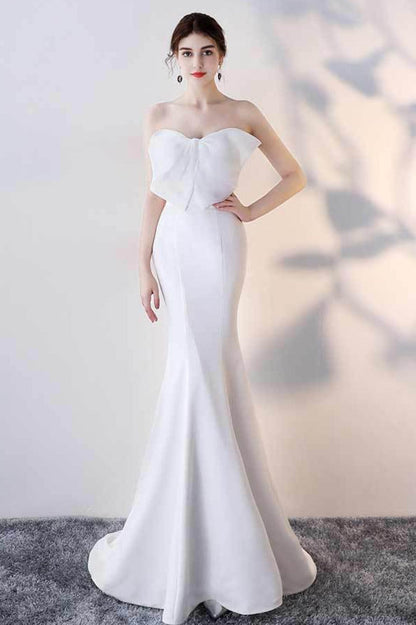 Bow Strapless Mermaid Maxi Party Dress