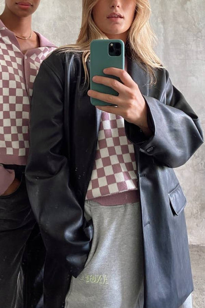 Bershka Oversized Faux Leather Blazer