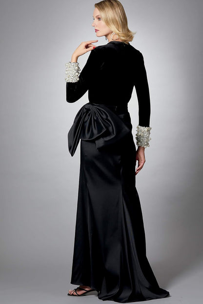 Hilary Long Sleeve Bowknot Maxi Skirt Set