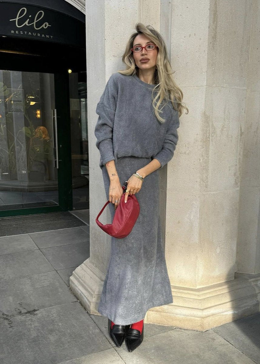 Luxe Cozy Knit Sweater & Fishtail Skirt Set