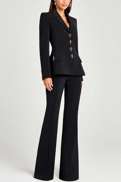 Metal Button Long Sleeve Blazer