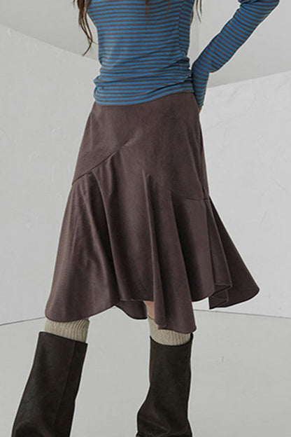 Asymmetric Draped Midi Skirt