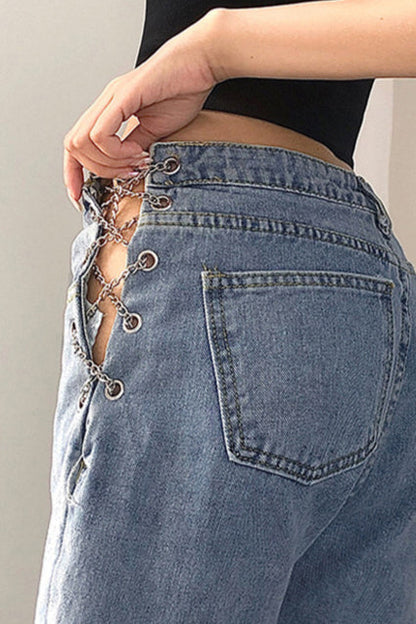 Slim Fit High Waist Straight Jean